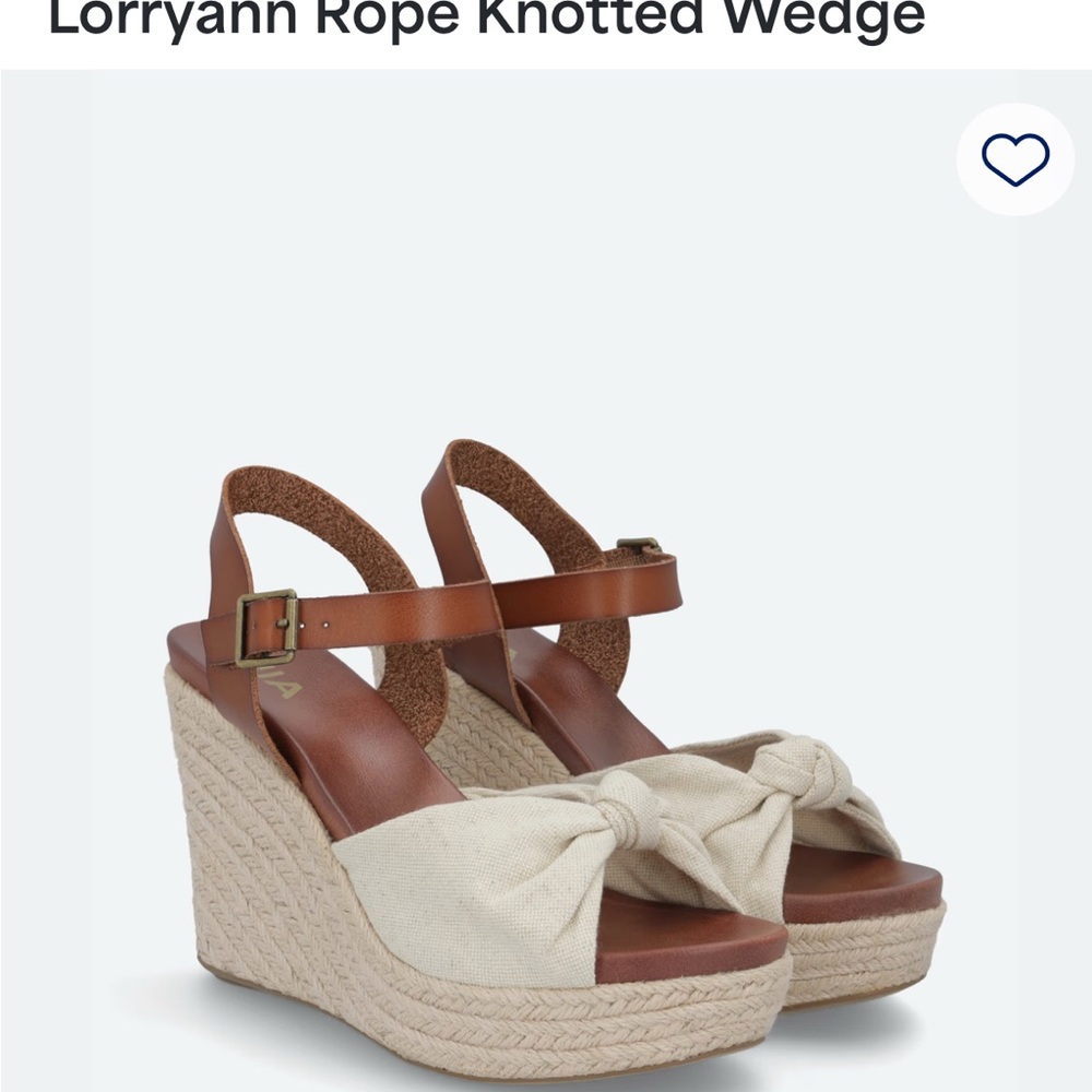 MIA Tan and Cream Wedge Sandals with Bow Detail